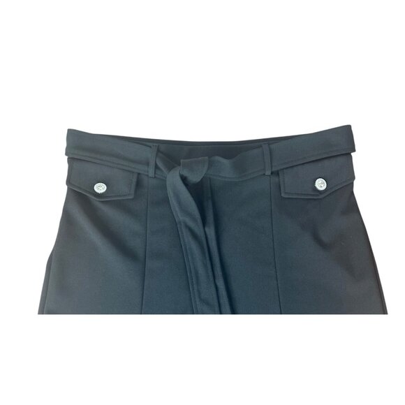 NYCC Black Pleated A-Line Skirt With Rhinestone Buttons & Waist Tie Size Medium - Picture 11 of 11